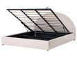 Bed Frame Light Beige Fabric Upholstery EU Super King Size 6ft Lift Up Storage with Headboard and Slatted Base Beliani