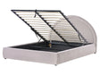 Bed Frame Taupe Fabric Upholstery EU King Size 5ft3 Lift Up Storage with Headboard and Slatted Base Beliani