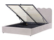 Bed Frame Taupe Fabric Upholstery EU Double Size 4ft6 Lift Up Storage with Headboard and Slatted Base Beliani