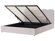 Bed Frame Taupe Fabric Upholstery EU Super King Size 6ft Lift Up Storage with Headboard and Slatted Base Beliani