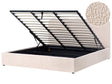 Bed Frame Beige Bocule Fabric Upholstery EU Super King Size 6ft Lift Up Storage with Headboard and Slatted Base Beliani
