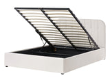 Bed Frame Off-White Fabric Upholstery EU Double Size 4ft6 Lift Up Storage with Headboard and Slatted Base Beliani