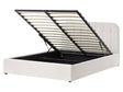 Bed Frame Off-White Fabric Upholstery EU King Size 5ft3 Lift Up Storage with Headboard and Slatted Base Beliani