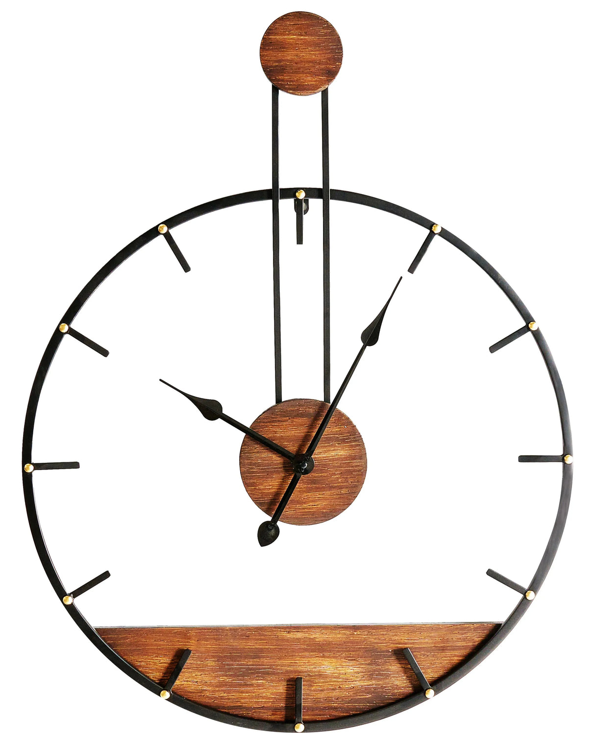 Wall Clock Black Metal and Wood Hanging Timepiece Indistrial Scandi Style Beliani