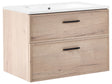 Wall Mounted Bathroom Cabinet Vanity Unit Light Brown MDF 80 x 46 cm with 2 Drawers with Washbasin Beliani