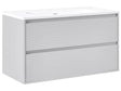 Wall Mounted Bathroom Cabinet Vanity Unit Grey 100 x 46 cm with 2 Drawers with Washbasin Beliani