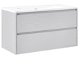 Wall Mounted Bathroom Cabinet Vanity Unit Grey 100 x 46 cm with 2 Drawers with Washbasin Beliani