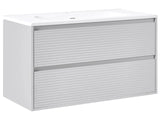 Wall Mounted Bathroom Cabinet Vanity Unit Grey 100 x 46 cm with 2 Drawers with Washbasin Beliani