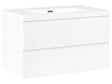 Wall Mounted Bathroom Cabinet Vanity Unit White 90 x 50 cm with 2 Drawers with Washbasin Beliani