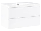Wall Mounted Bathroom Cabinet Vanity Unit White 90 x 50 cm with 2 Drawers with Washbasin Beliani