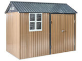 Garden Storage Shed Brown Steel 313 x 220 cm Bolt-Locked UV Resistant Waterproof Walk-in Beliani