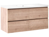 Wall Mounted Bathroom Cabinet Vanity Unit Light Brown 120 x 49 cm with 4 Drawers with Washbasin Beliani