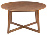 Dining Table Dark Oak MDF Rubberwood Round Retro-Inspired Design Living Room Dining Room Beliani