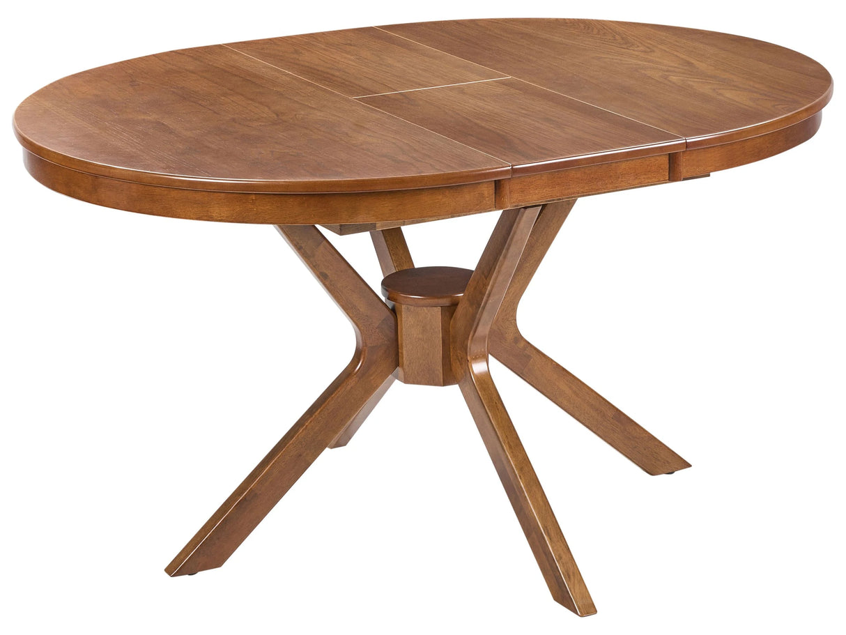 Dining Table Dark Oak MDF Rubberwood Extending Round Retro-Inspired Design Living Room Dining Room Beliani