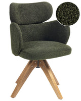Swivel Dining Chair Dark Green Boucle Curved Backrest Scnadinavian Style Beliani