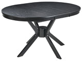 Dining Table Black Oak MDF Rubberwood Extending Round Retro-Inspired Design Living Room Dining Room Beliani
