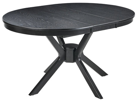 Dining Table Black Oak MDF Rubberwood Extending Round Retro-Inspired Design Living Room Dining Room Beliani