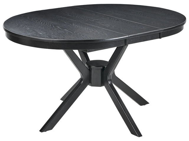 Dining Table Black Oak MDF Rubberwood Extending Round Retro-Inspired Design Living Room Dining Room Beliani