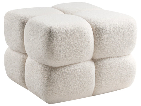 Pouffe Off-White Boucle Square 60 x 60 cm Footstool Accent Upholstery Modern Living Room Bedroom Furniture Beliani