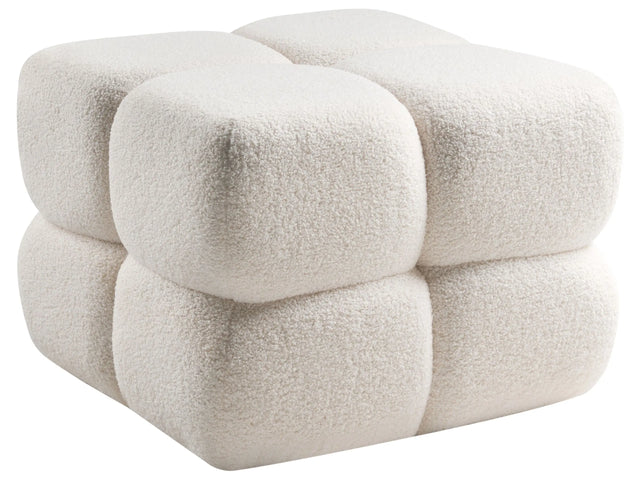 Pouffe Off-White Boucle Square 60 x 60 cm Footstool Accent Upholstery Modern Living Room Bedroom Furniture Beliani