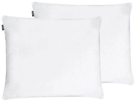 Set of 2 Bed Pillow White Cotton Duck Down and Feathers 50 x 60 cm Medium Soft Beliani
