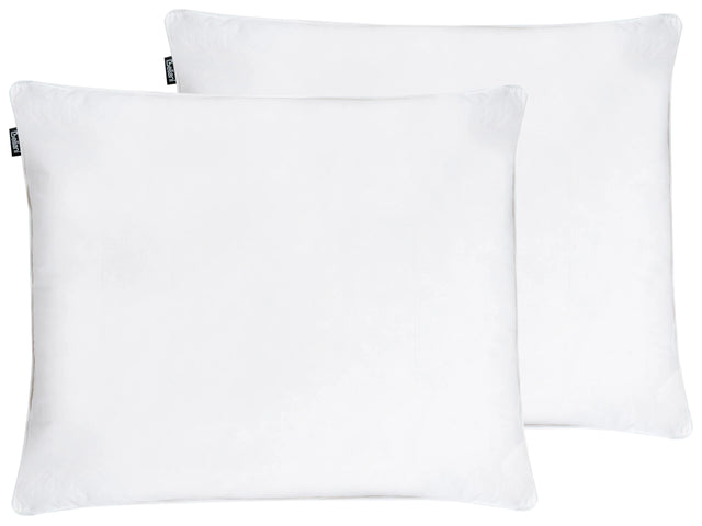 Set of 2 Bed Pillow White Cotton Duck Down and Feathers 50 x 60 cm Medium Soft Beliani