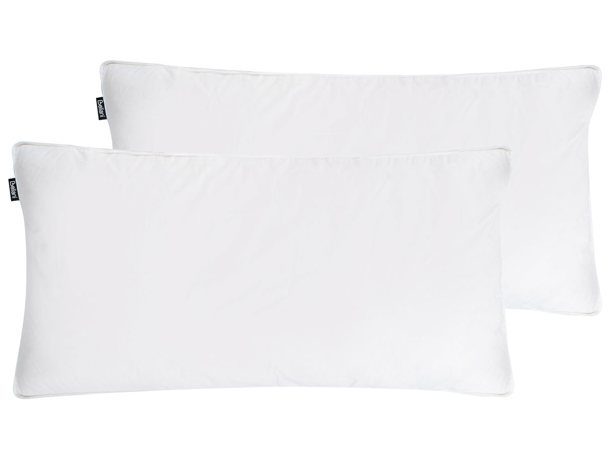 Set of 2 Bed Pillow White Cotton Duck Down and Feathers 40 x 80 cm High Medium Soft Beliani