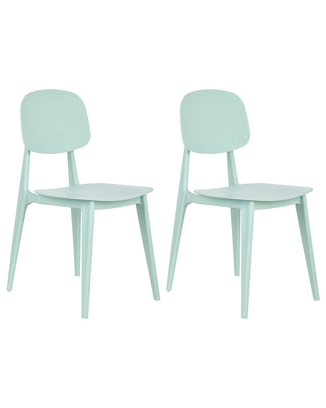 Set of 2 Garden Chairs Mint Green Polypropylene Lightweight Weather Resistant Plastic Indoor Outdoor Modern Beliani
