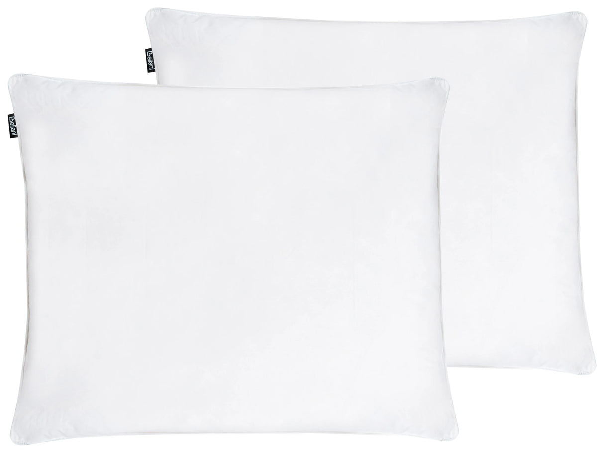 Set of 2 Bed Pillow White Cotton Duck Down and Feathers 50 x 60 cm High Medium Soft Beliani