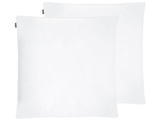 Set of 2 Bed Pillow White Cotton Duck Down and Feathers 80 x 80 cm High Medium Soft Beliani