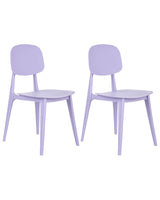 Set of 2 Garden Chairs Violet Polypropylene Lightweight Weather Resistant Plastic Indoor Outdoor Modern Beliani