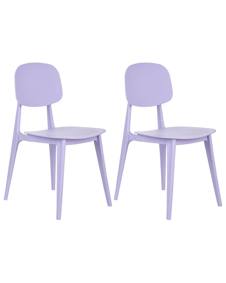 Set of 2 Garden Chairs Violet Polypropylene Lightweight Weather Resistant Plastic Indoor Outdoor Modern Beliani