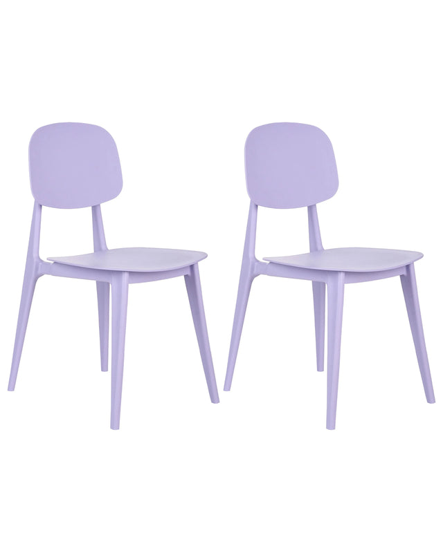 Set of 2 Garden Chairs Violet Polypropylene Lightweight Weather Resistant Plastic Indoor Outdoor Modern Beliani