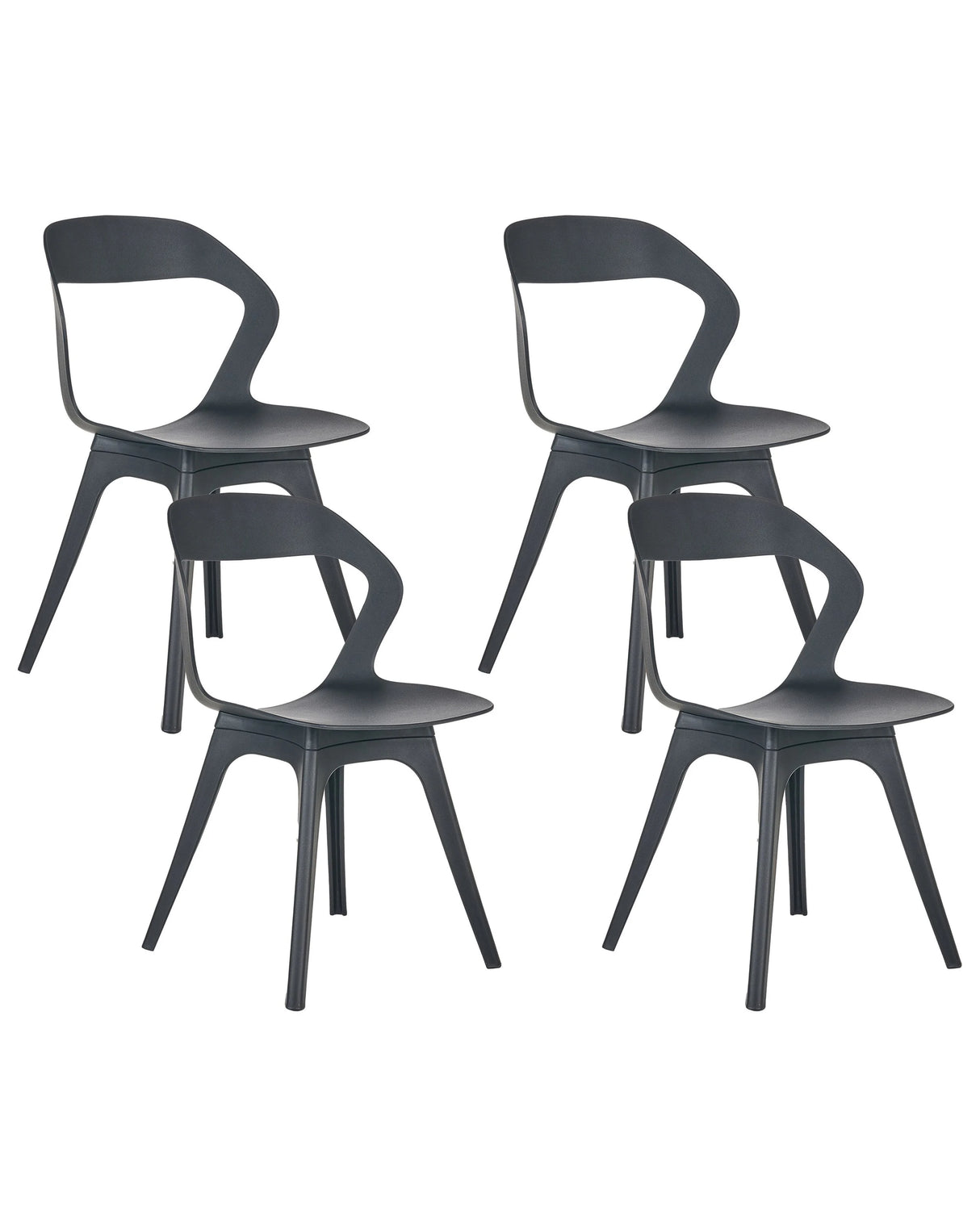 Set of 4 Garden Chairs Black Polypropylene Lightweight Weather Resistant Plastic Indoor Outdoor Modern Beliani