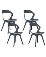 Set of 4 Garden Chairs Black Polypropylene Lightweight Weather Resistant Plastic Indoor Outdoor Modern Beliani