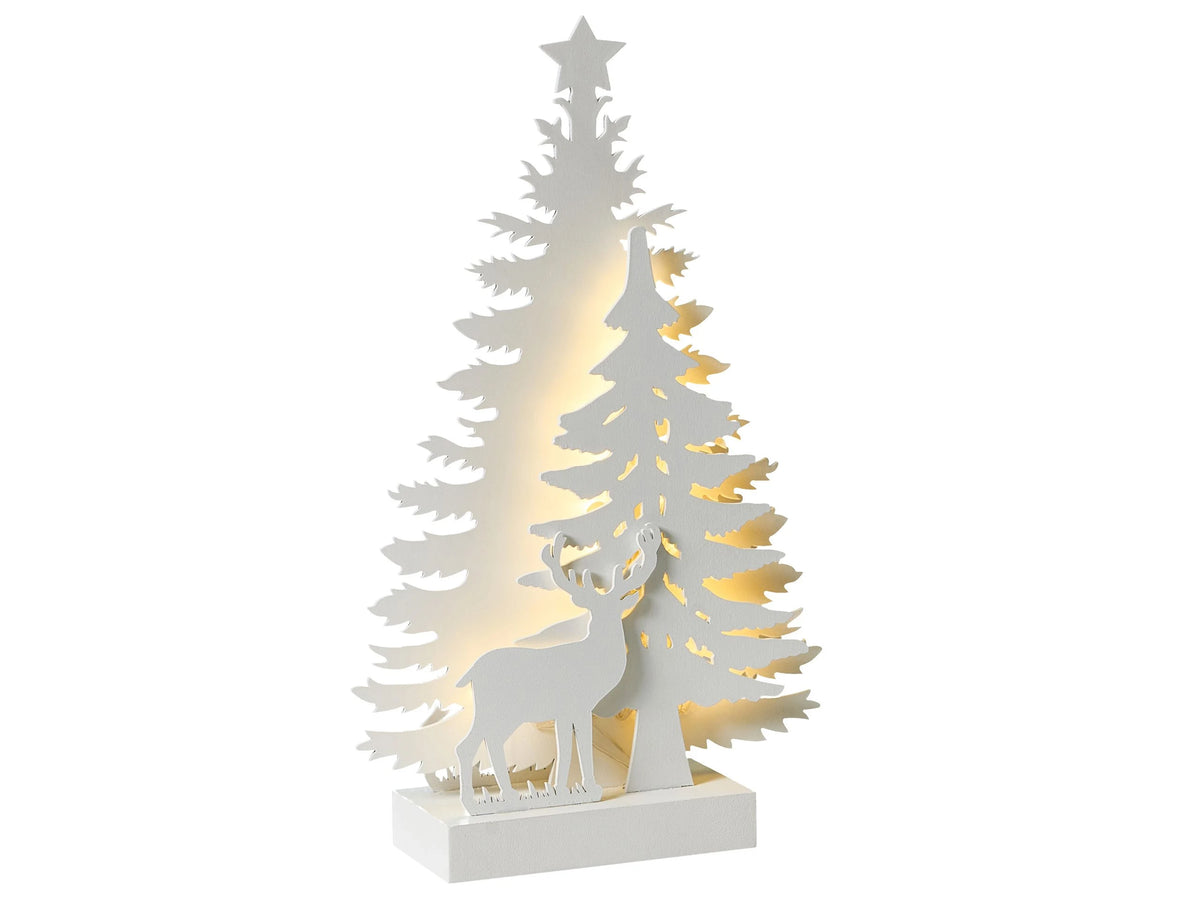 LED Decoration White Indoor Christmas Trees Reindeer MDF Seasonal Accessory Home Dcor with Lights Beliani