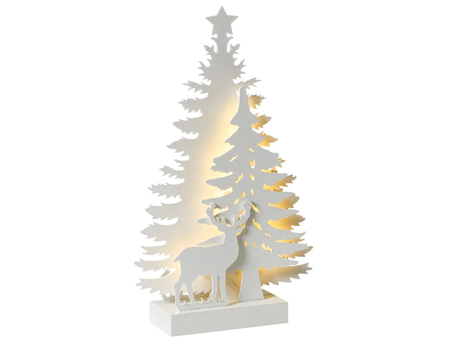 LED Decoration White Indoor Christmas Trees Reindeer MDF Seasonal Accessory Home Dcor with Lights Beliani