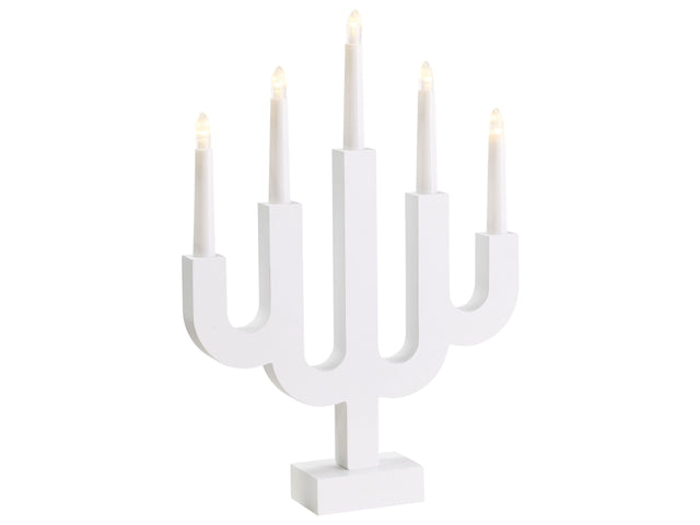 LED Decoration White Candle Holder Indoor MDF Seasonal Accessory Home Dcor with Lights Beliani