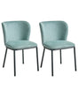 Set of 2 Fabric Dining Chairs Mint Upholstery Black Metal Legs Modern Retro Design Beliani