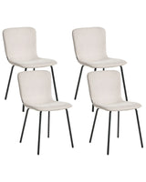 Set of 4 Fabric Dining Chairs Light Beige Upholstery Black Metal Legs Modern Retro Design Beliani
