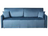 Velvet Sofa Blue Polyester Upholstery 3 Seater with Scatter Cushions Sleeper Function Living Room Settee Beliani