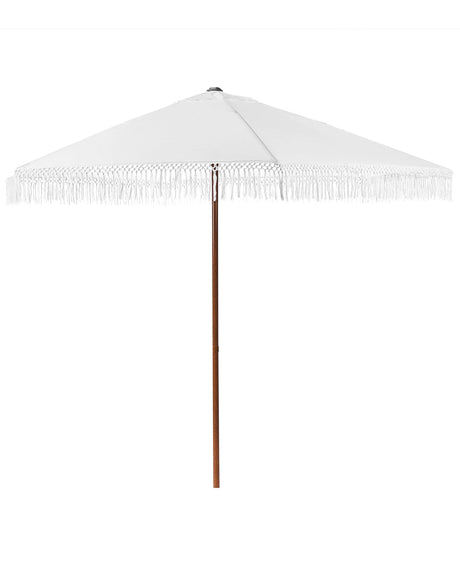 Garden Market Parasol White Polyester Fabric Steel Pole   2.58 m Stylish Modern Beliani
