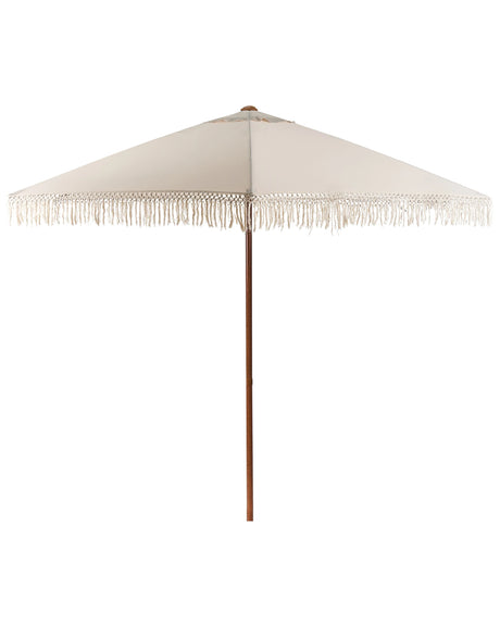 Garden Market Parasol Beige Polyester Fabric Steel Pole   2.58 m Stylish Modern Beliani