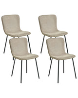 Set of 4 Fabric Dining Chairs Beige Upholstery Black Metal Legs Modern Retro Design Beliani