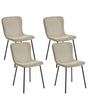 Set of 4 Fabric Dining Chairs Beige Upholstery Black Metal Legs Modern Retro Design Beliani