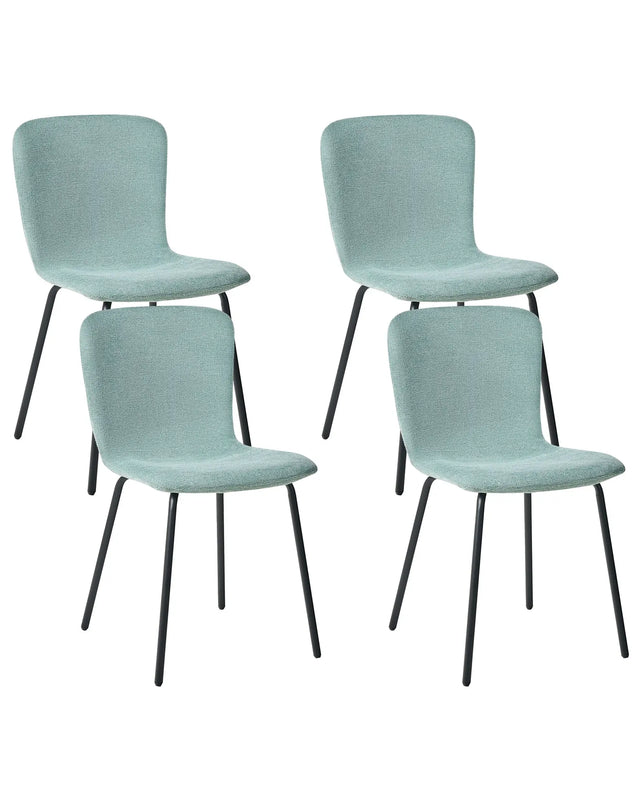 Set of 4 Fabric Dining Chairs Mint Upholstery Black Metal Legs Modern Retro Design Beliani