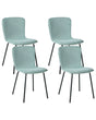 Set of 4 Fabric Dining Chairs Mint Upholstery Black Metal Legs Modern Retro Design Beliani