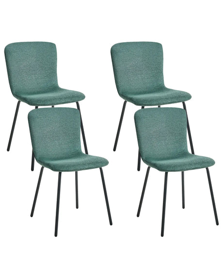 Set of 4 Fabric Dining Chairs Green Upholstery Black Metal Legs Modern Retro Design Beliani