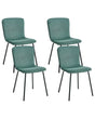 Set of 4 Fabric Dining Chairs Green Upholstery Black Metal Legs Modern Retro Design Beliani