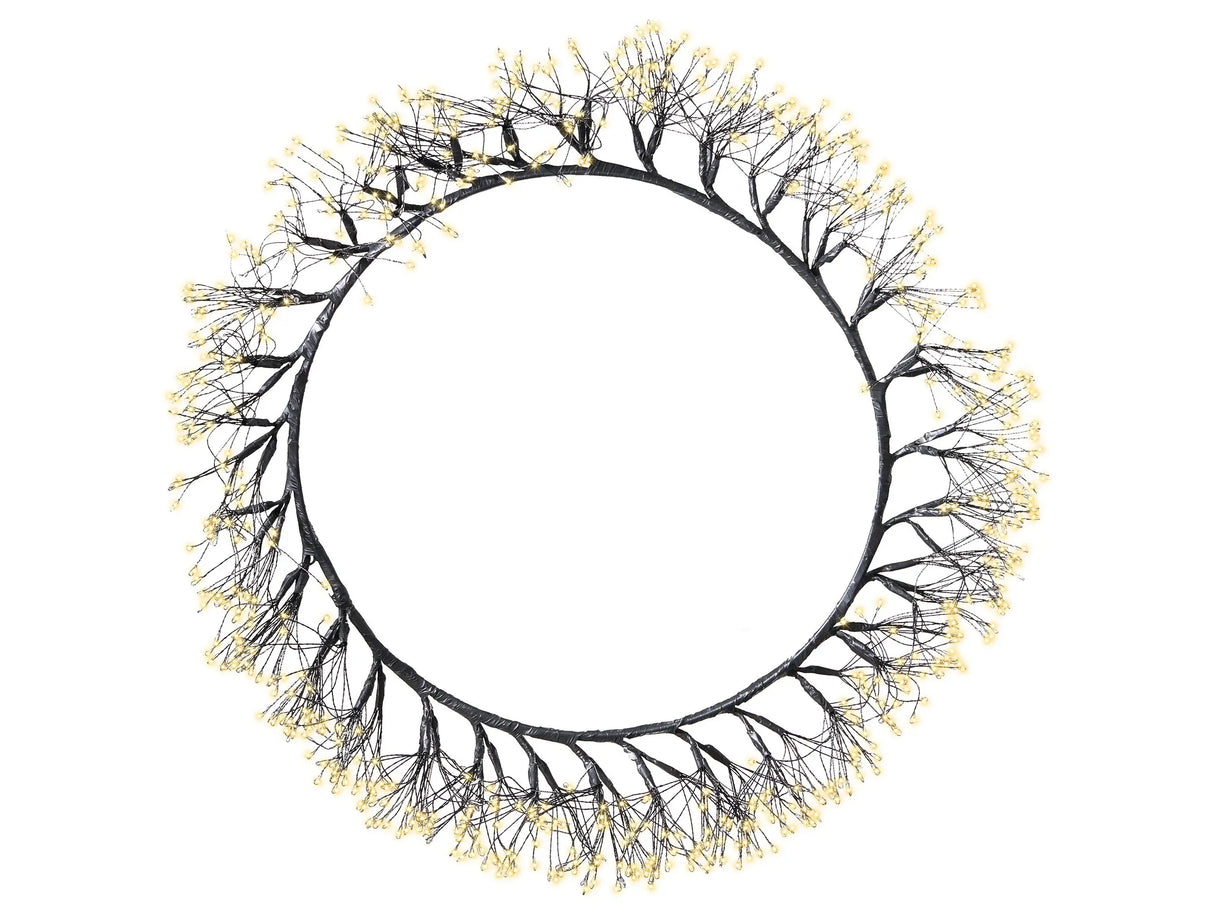 Christmas Wreath Black LED Decoration Metal Round 52 cm Indoor Outdoor Seasonal Accessory Home Dcor with Lights Beliani